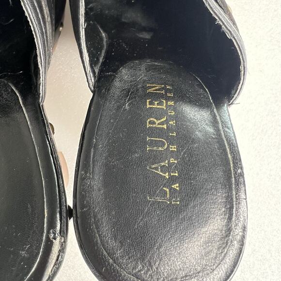 Lauren Ralph Lauren Stasia Sport Suede Platform Mule Clog Black Sz‎ 8M Studded - Picture 6 of 13